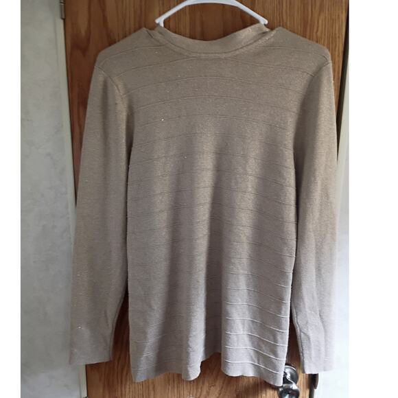 LANE BRYANT Gold Metallic Ribbed Zip Knit Cardigan 14/16 Quietlux Minimalist - Picture 3 of 11